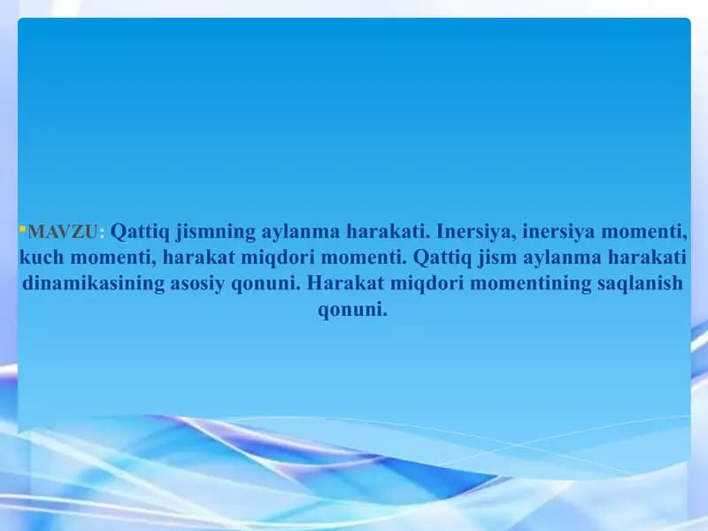 Qattiq jismning aylanma harakati