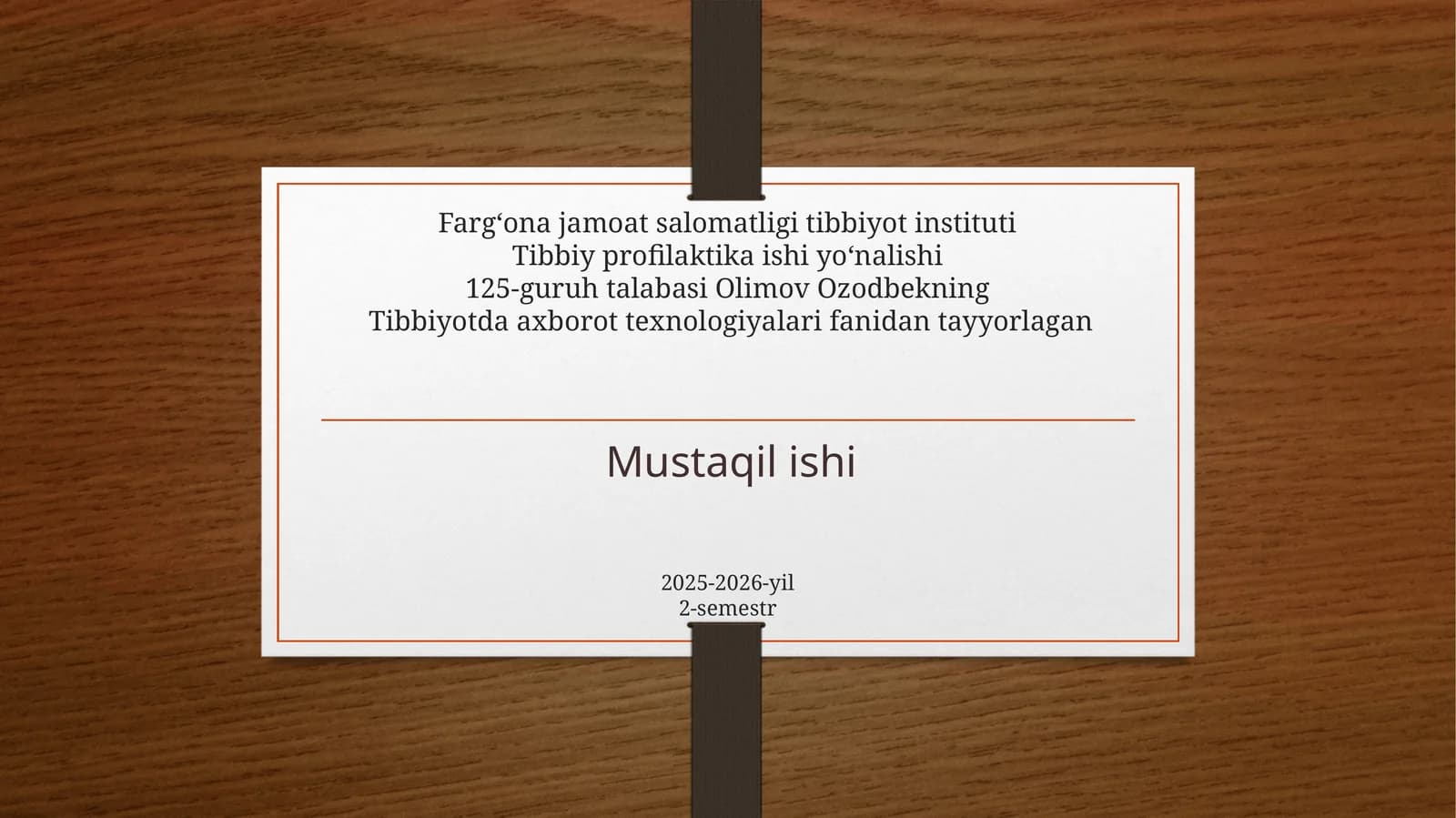 Tibbiyotda axborot texnologiyalari