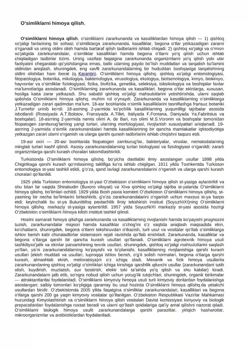 Oʻsimliklarni himoya qilish