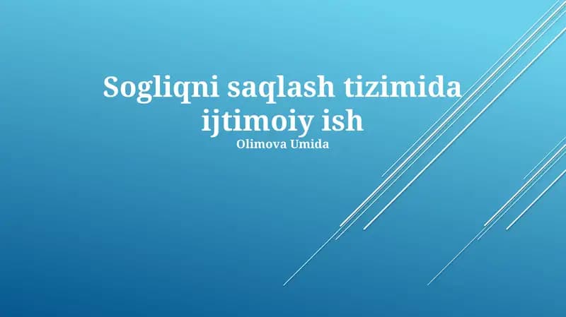 Sogliqni saqlash tizimida ijtimoiy ish