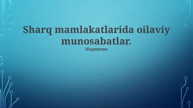 Oilaviy munosabatlar