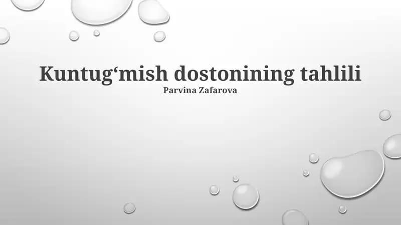 Kuntugʻmish dostonining tahlili
