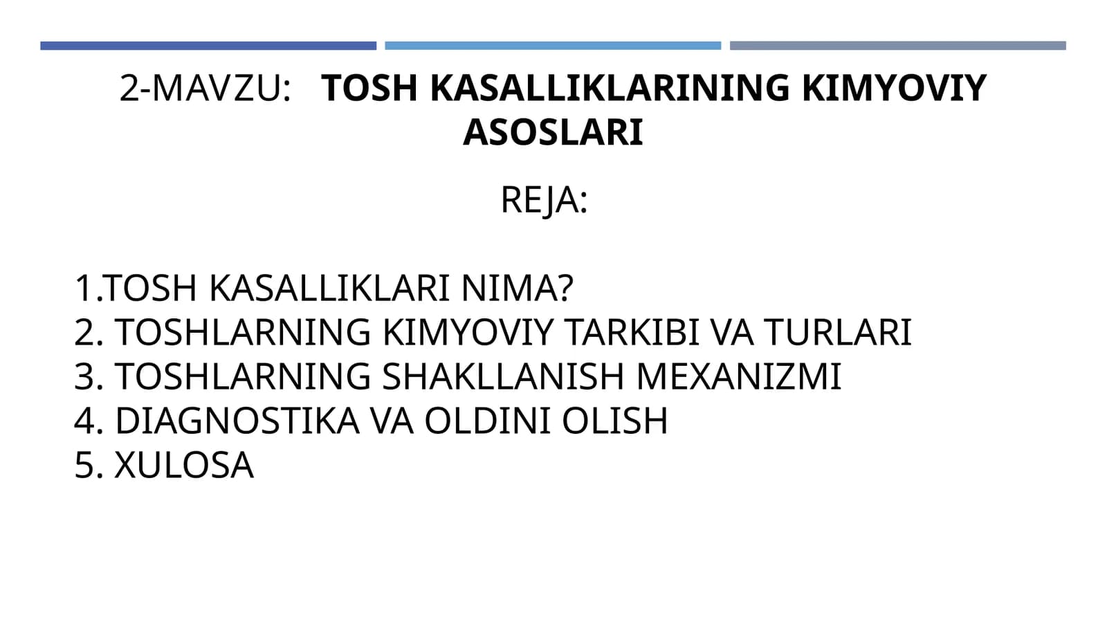 TOSH KASALLIKLARINING KIMYOVIY ASOSLARI