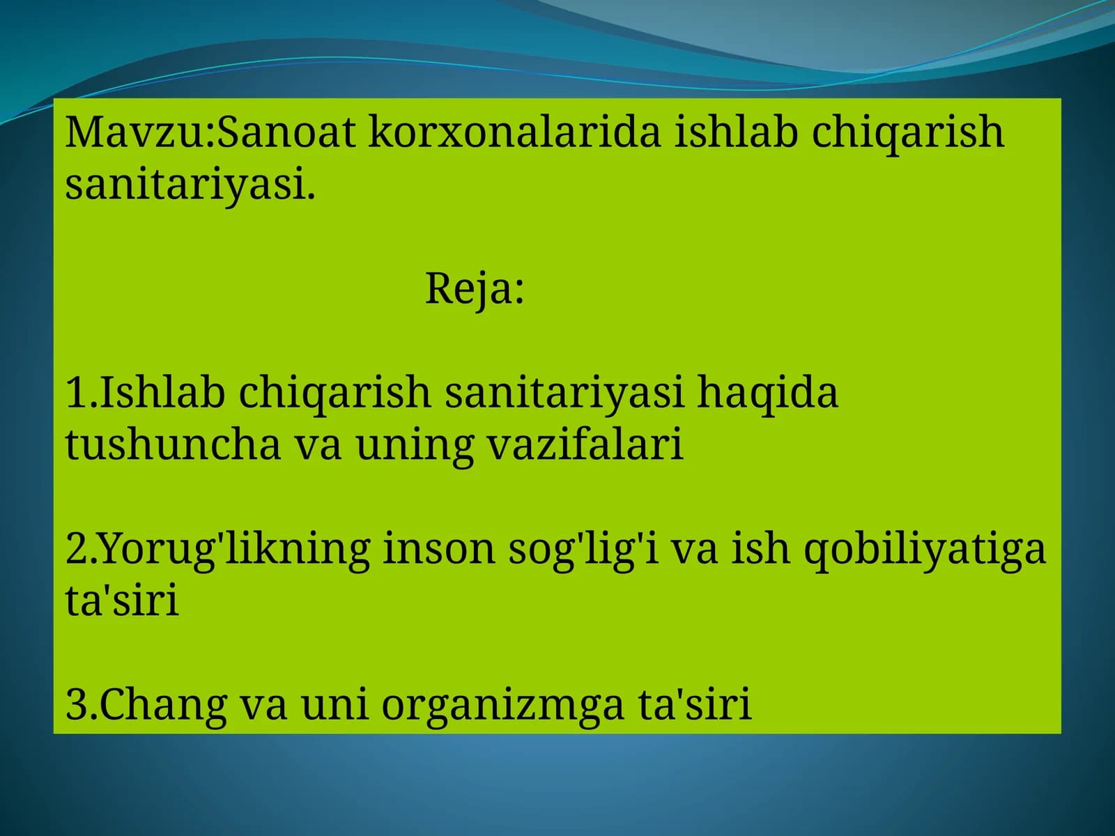 Ishlabchiqarish sanitariyasi