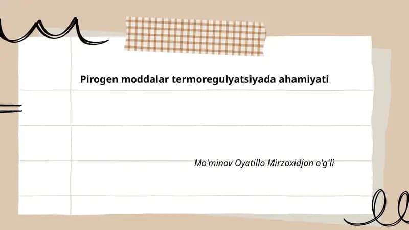 Pirogen moddalar termoregulyatsiyada ahamiyati