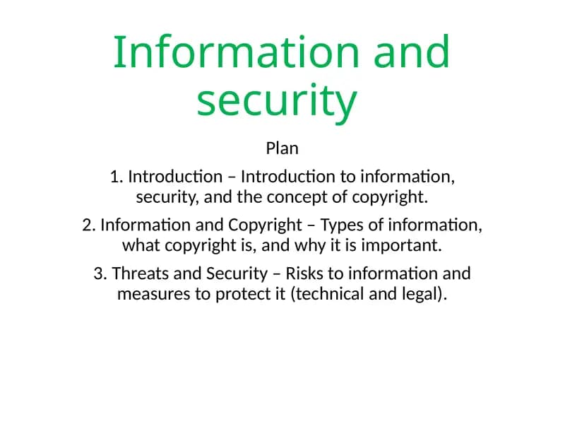 Information and Security in the Context of Copyright