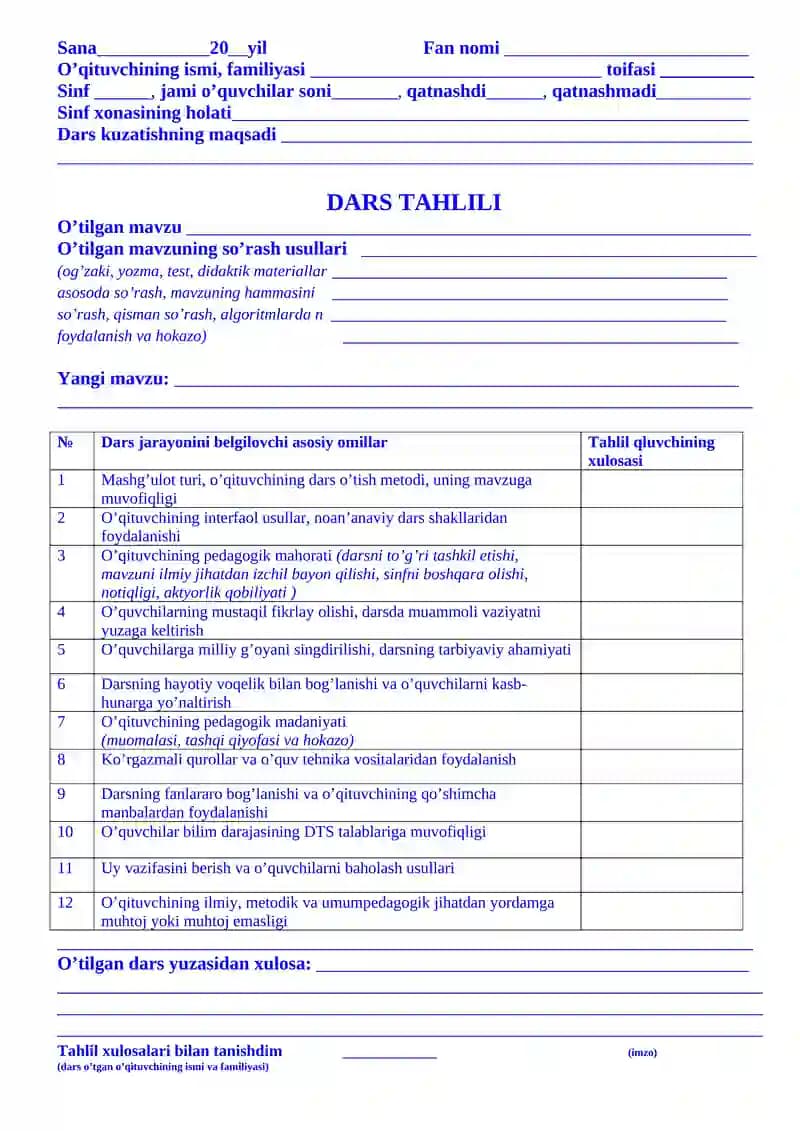 Dars Tahlili
