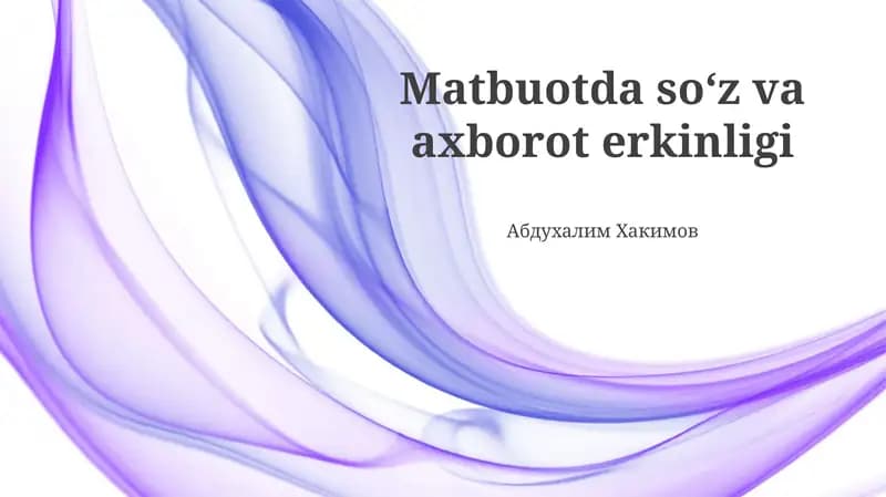 Matbuotda soʻz va axborot erkinligi