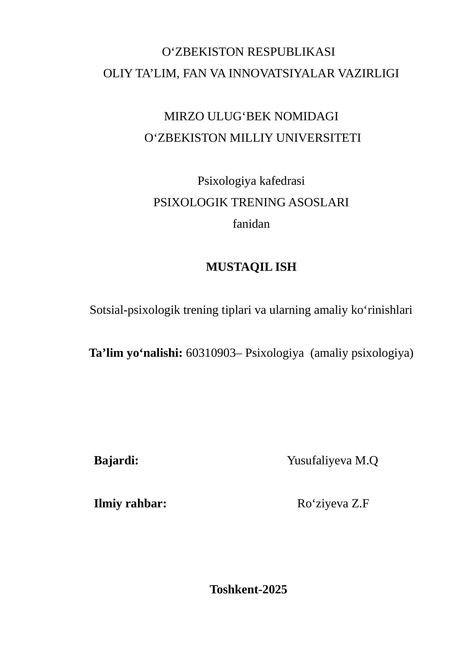 Psixologik trening asoslari