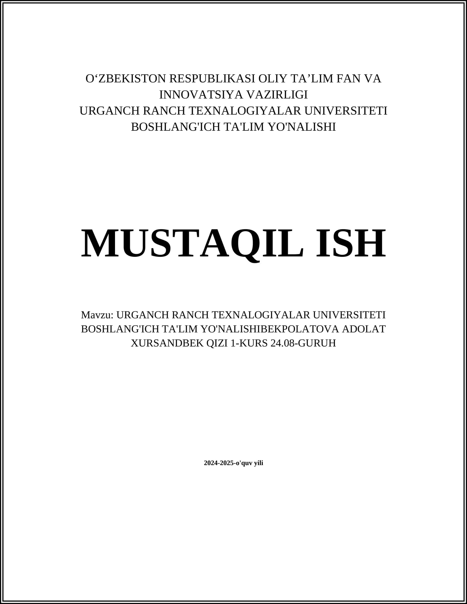Boshlang'ich ta'lim metodikasi