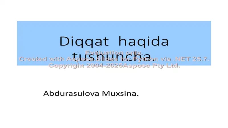 Diqqat haqida tushuncha