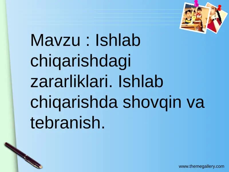 Ishlab chiqarishdagi zararliklari