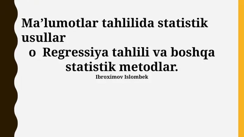 Ma’lumotlar tahlilida statistik usullar