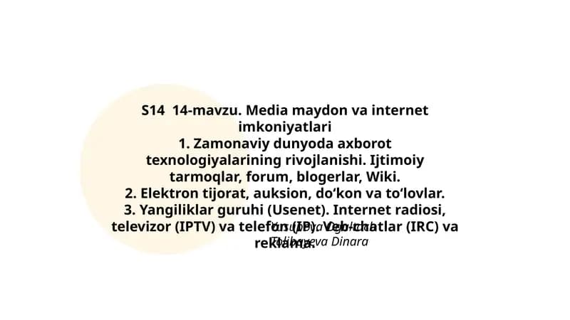 Media maydon va internet imkoniyatlari