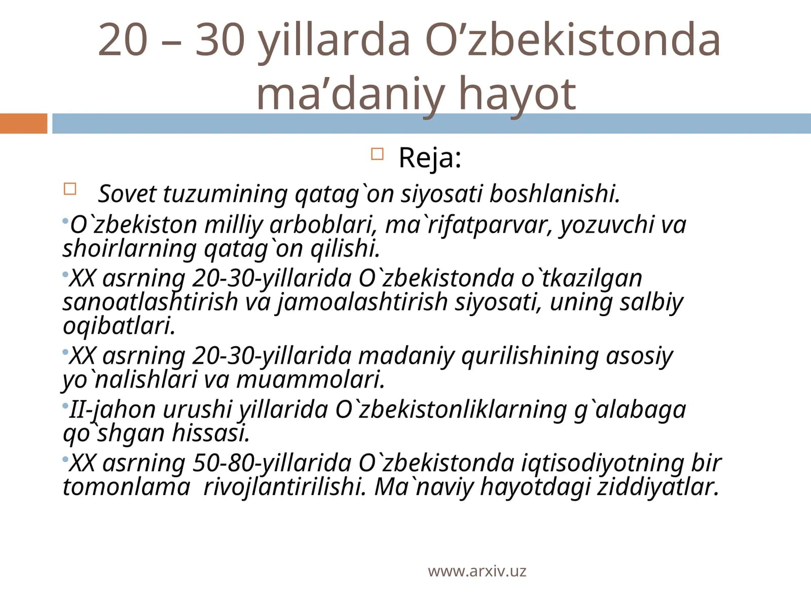 O’zbekistonda ma’daniy hayot