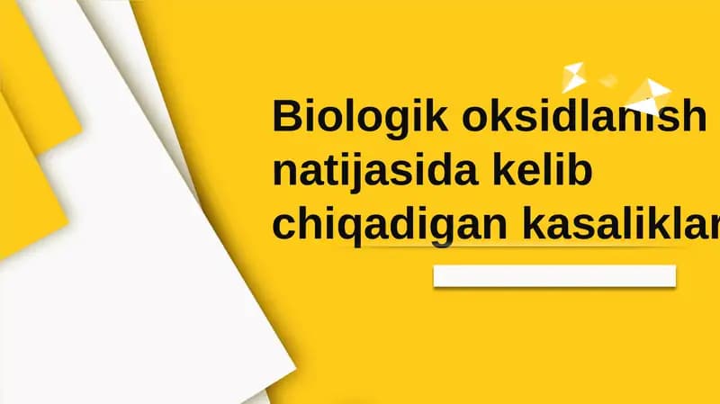 Biologik oksidlanish natijasida kelib chiqadigan kasaliklar