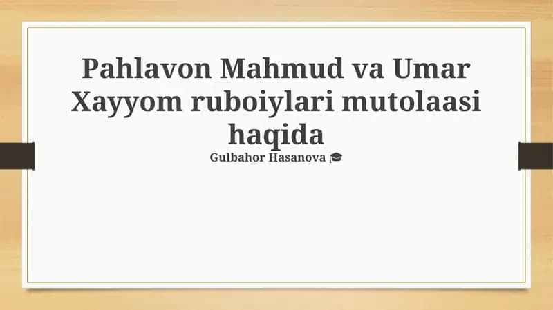 Pahlavon Mahmud va Umar Xayyom ruboiylari