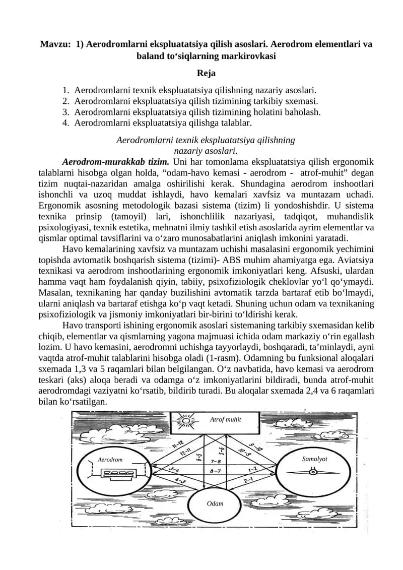 Aerodromlarni ekspluatatsiya qilish asoslari
