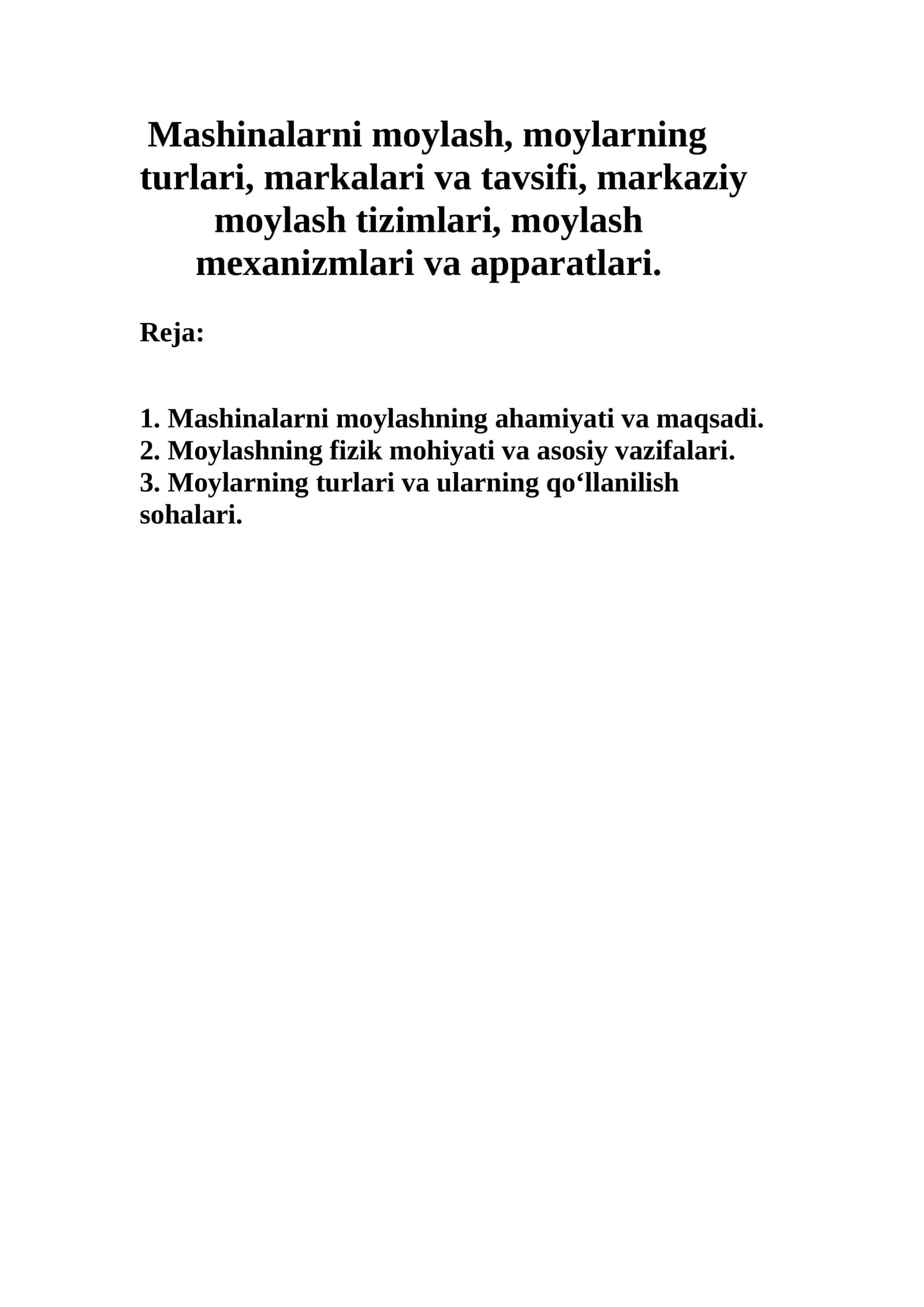 Moylash mexanizmlari