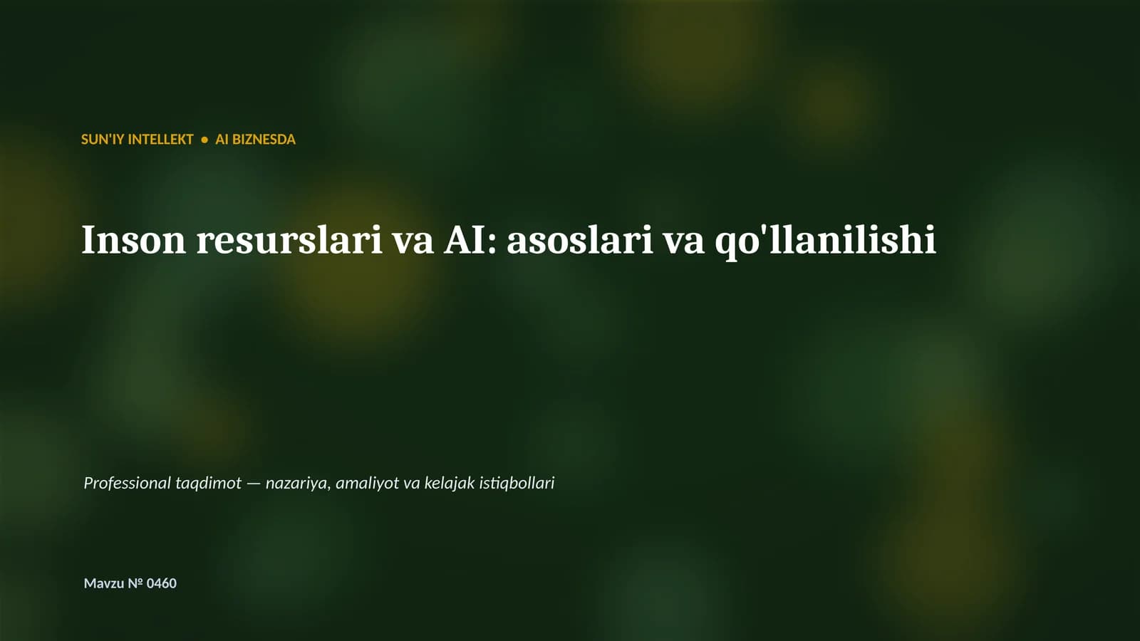 SUN'IY INTELLEKT VA BIZNES
