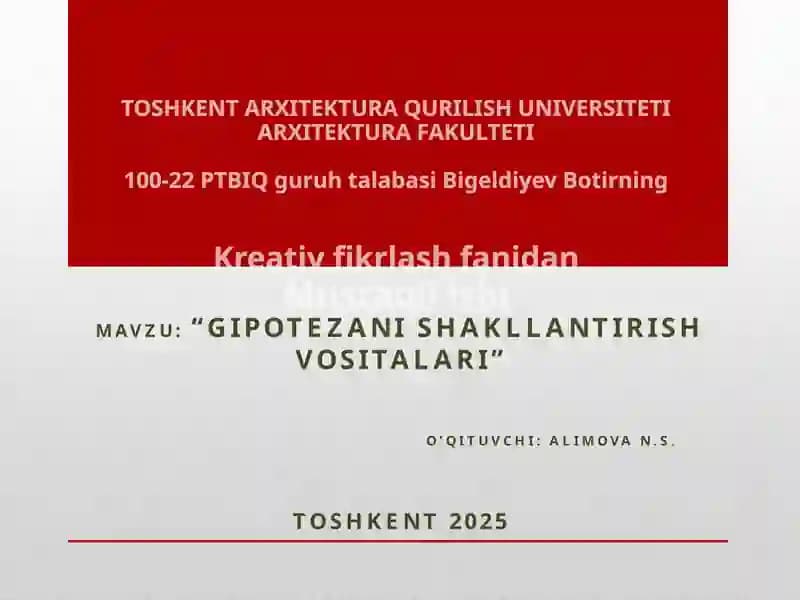 Gipotezanishakllantirish vositalari