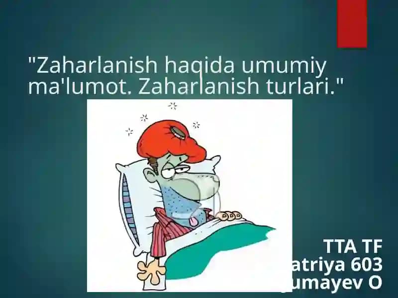 Zaharlanish haqida umumiy ma'lumot
