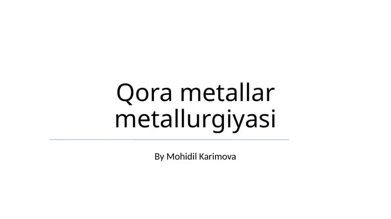 Qora metallar metallurgiyasi