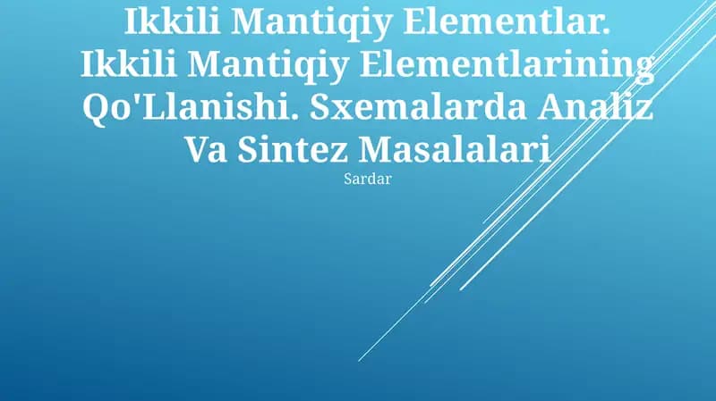 Ikkili Mantiqiy Elementlar