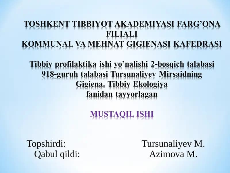 Havoning fisik xossalari