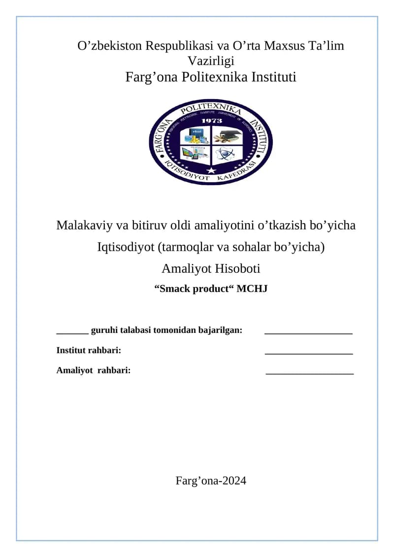 Malakaviy va bitiruv oldi amaliyotini o’tkazish bo’yicha