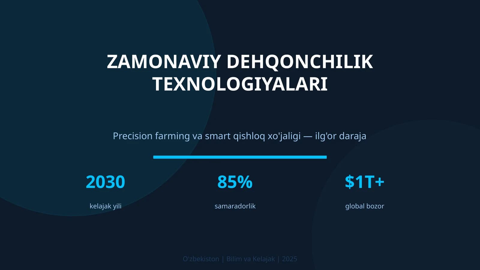 ZAMONAVIY DEHQONCHILIK TEXNOLOGIYALARI