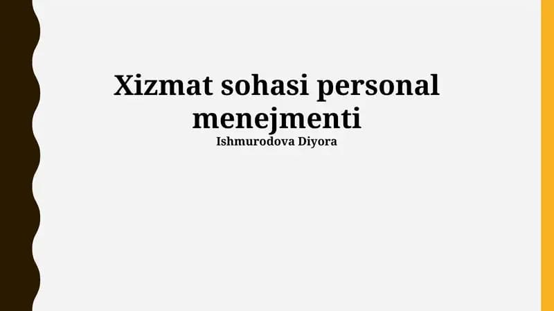 Xizmat sohasi personal menejmenti