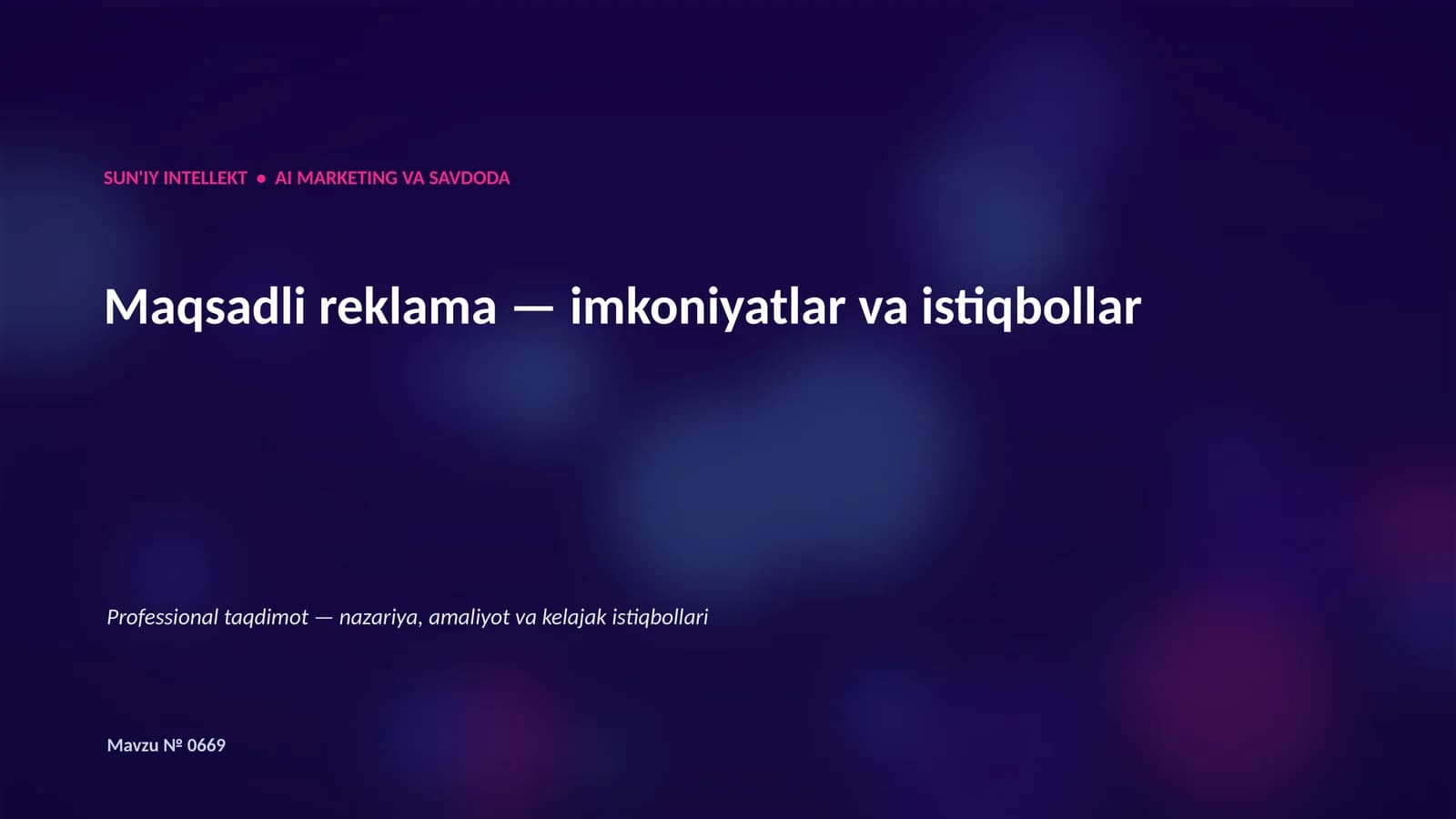 SUN'IY INTELLEKT • AI MARKETING VA SAVDODA
