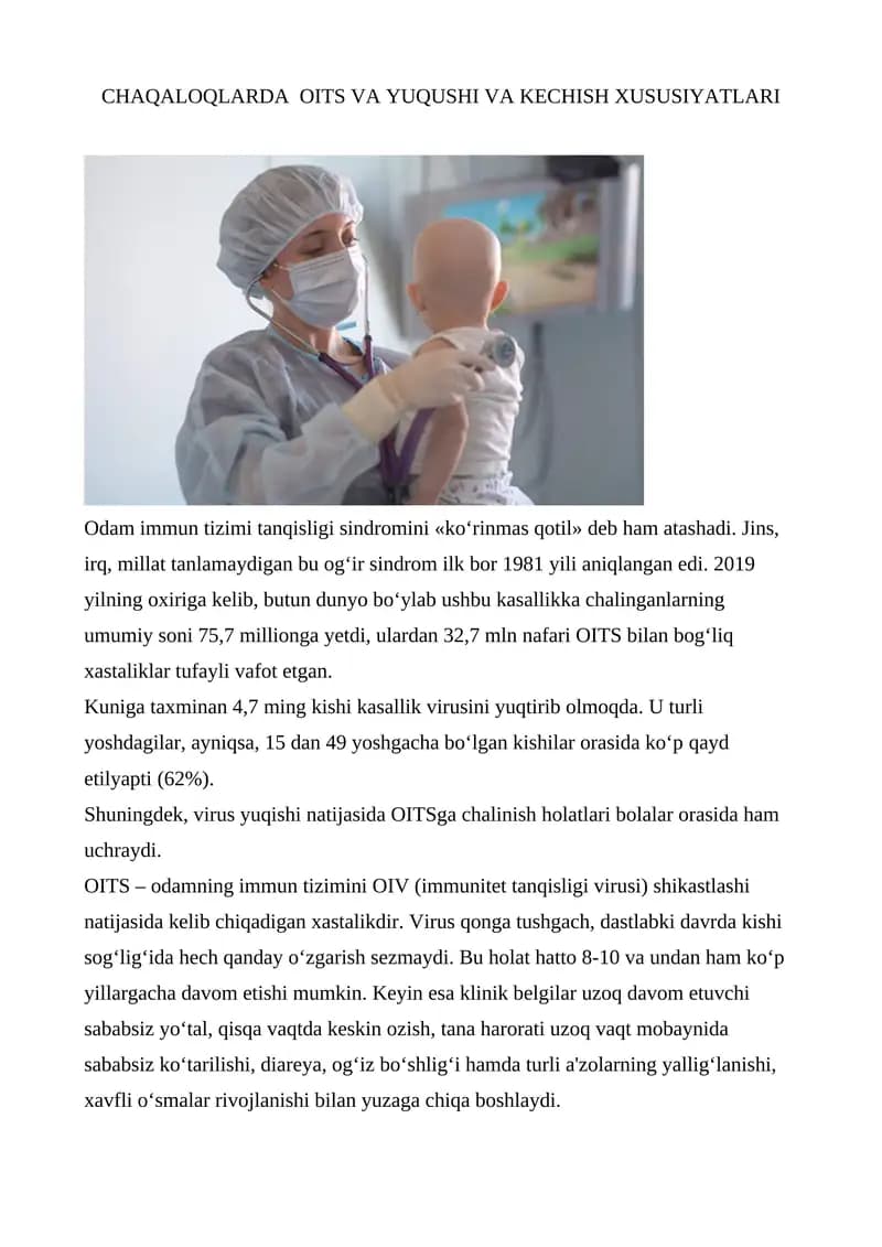 CHAQALOQLARDA OITS VA YUQUSHI VA KECHISH XUSUSIYATLARI