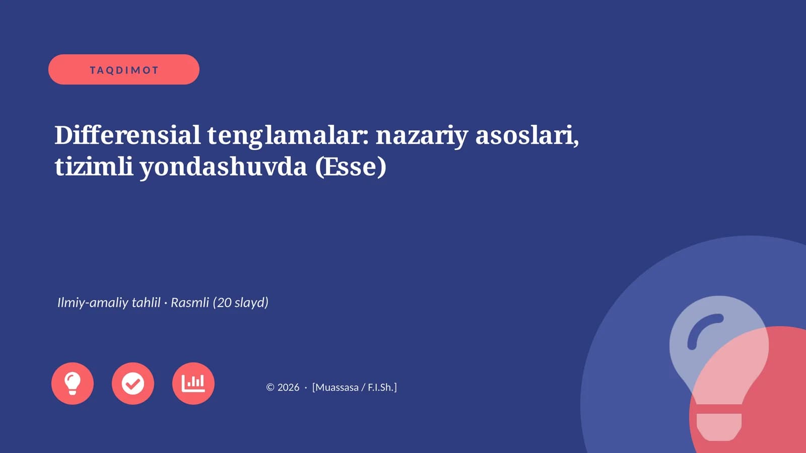 Differensial tenglamalar: nazariy asoslari, tizimli yondashuvda (Esse)