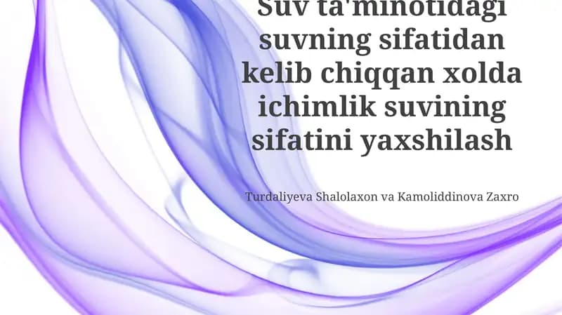 Ichimlik Suvi Sifatining Baholash