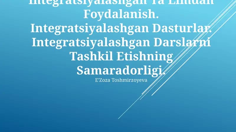 Integratsiyalashgan Ta'lim