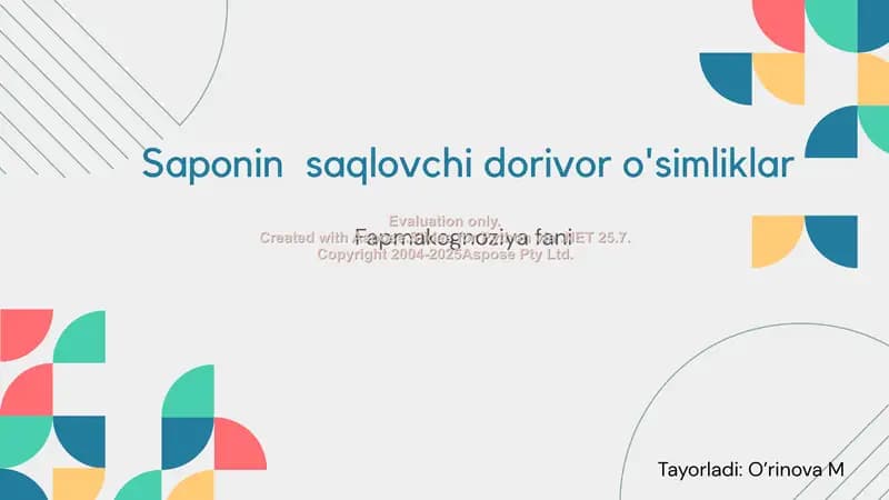 Saponin saqlovchi dorivor o'simliklar