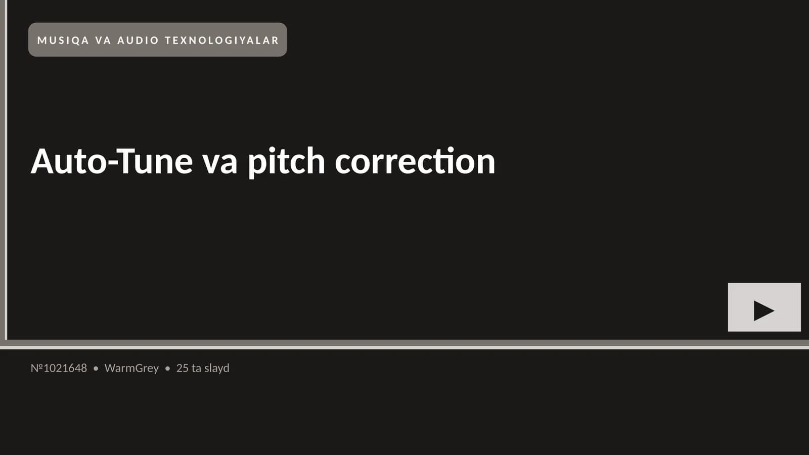 MUSIQA VA AUDIO TEXNOLOGIYALAR