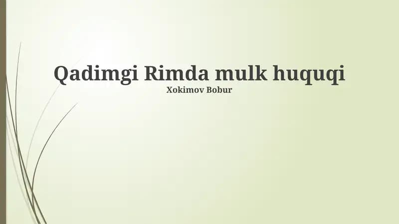 Qadimgi Rimda mulk huquqi