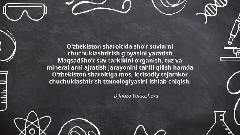 Sho'r suvlarni chuchuklashtirish g'oyasi