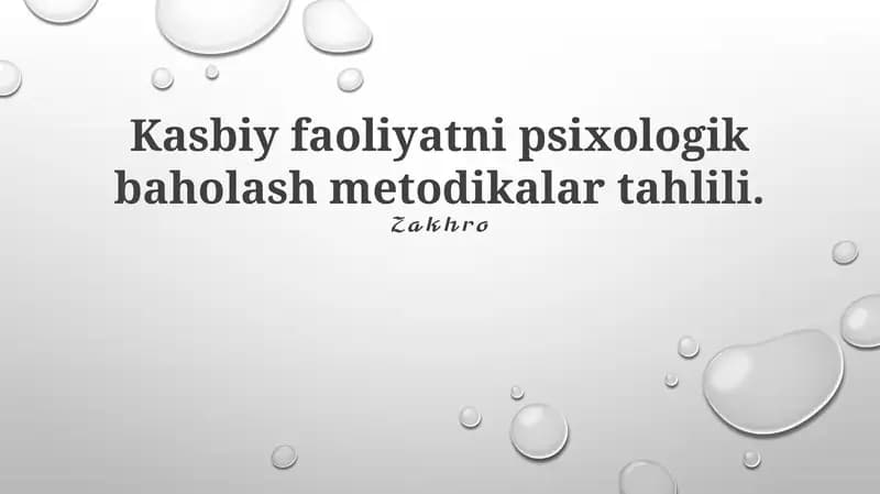 Psixologik baholash metodikalar tahlili