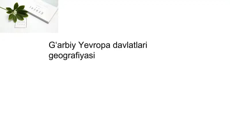 Gʻarbiy Yevropa davlatlari geografiyasi