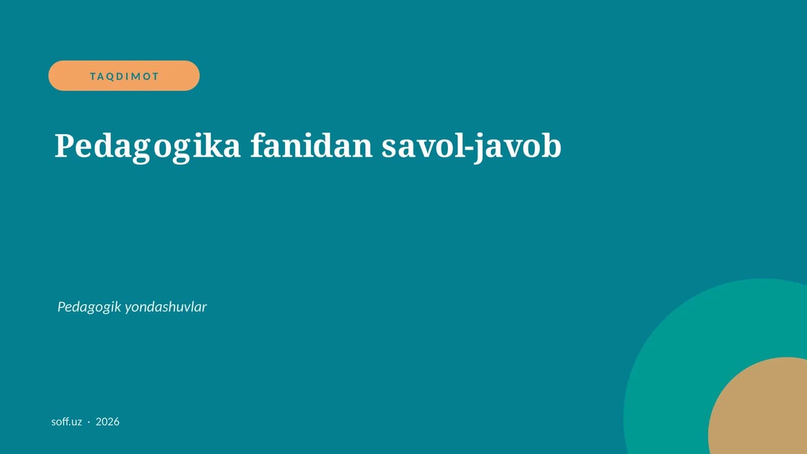 Pedagogika fanidan savol-javob