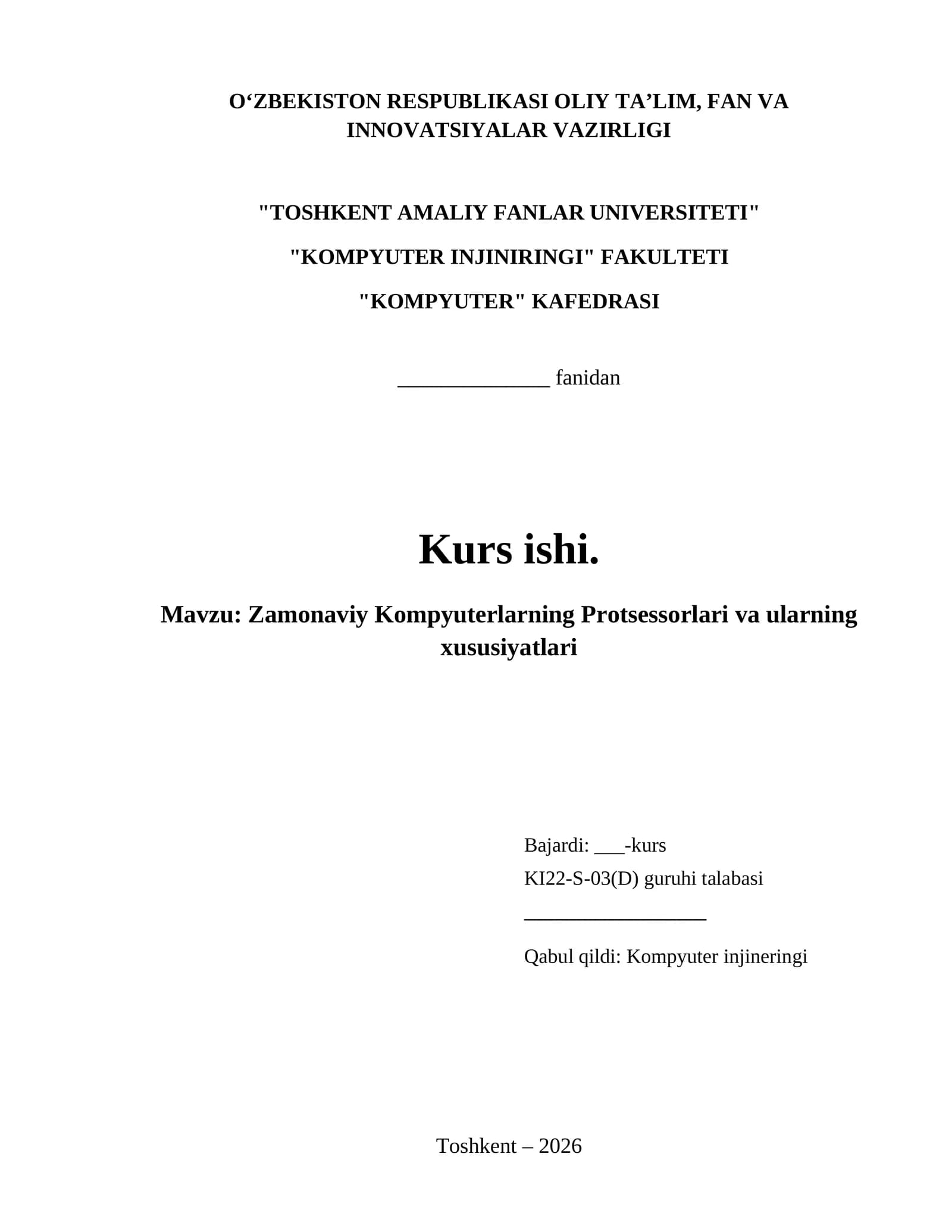 Zamonaviy Kompyuterlarning Protsessorlari va ularning xususiyatlari