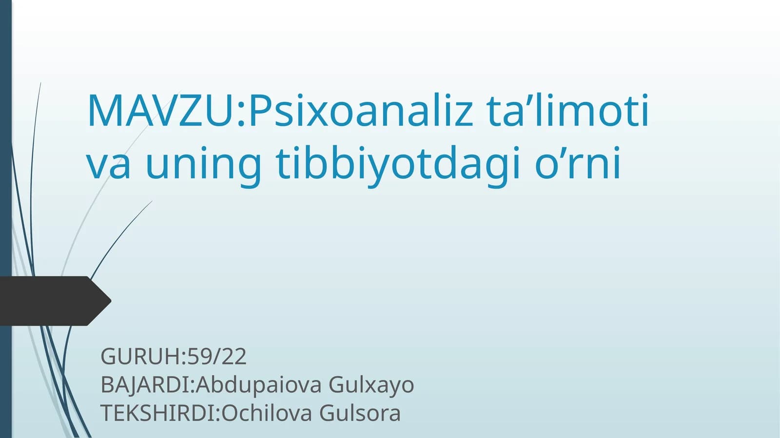 Psixoanaliz ta'limoti va uning tibbiyotdagi o'rni
