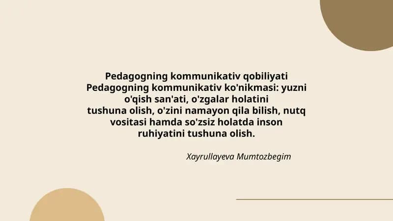 Pedagogning kommunikativ qobiliyati