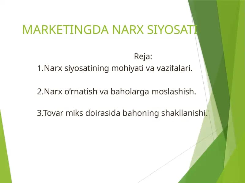 MARKETINGDA NARX SIYOSATI