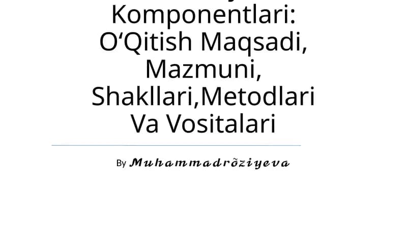 BoshlangʻIch Sinflarda Matematika OʻQitish Metodikasi Fan Sifatida