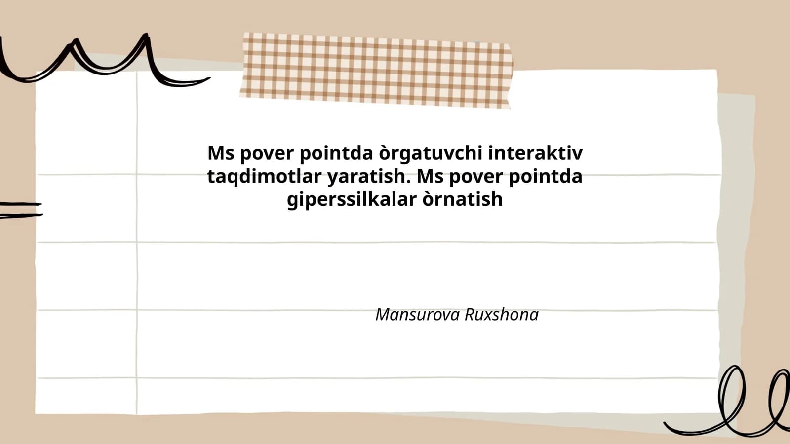 MS PowerPointda interaktiv taqdimotlar yaratish
